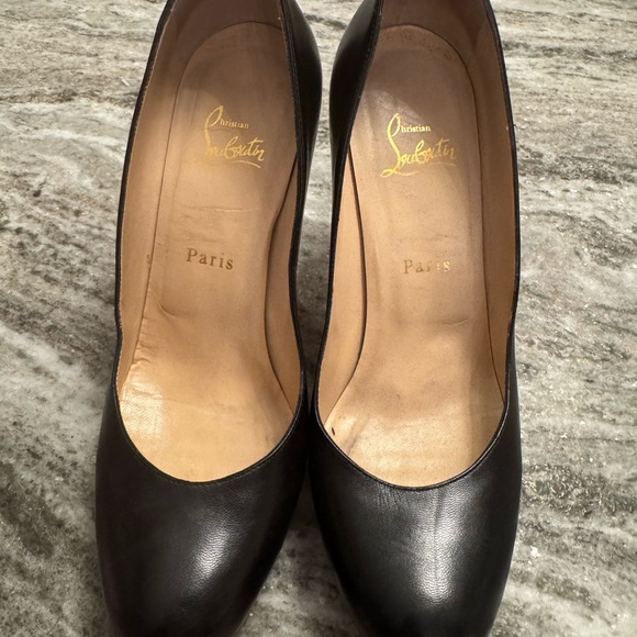 Christian Louboutin Black Leather High Heel Pumps with Red Soles - Picture 2 of 5